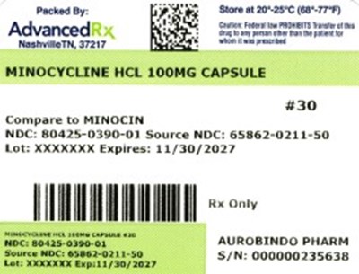 Minocycline HCL 100mg 80425-0390-01.jpg Minocycline 100mg #30 - Minocycline HCL 100mg 80425 0390 01